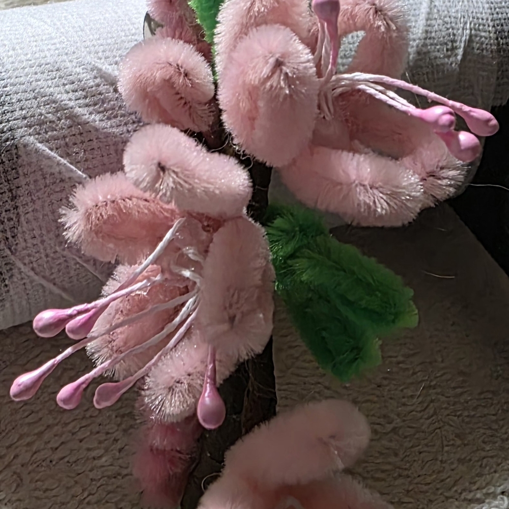 Pink Floral Faux Fur Decor